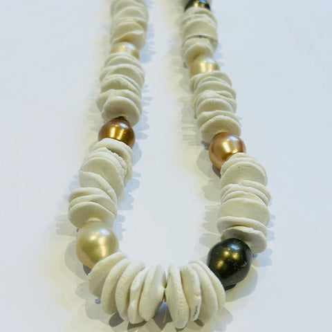 Strata Slice Stack Ceramic & Terra Beads Necklace (CM21)