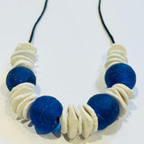 Strata Slice Stack Ceramic & Deep Blue Glass Necklace (CM22)