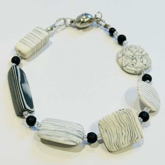 Sumi Waves Ceramic & Volcanic Rock Bracelet (CM05)