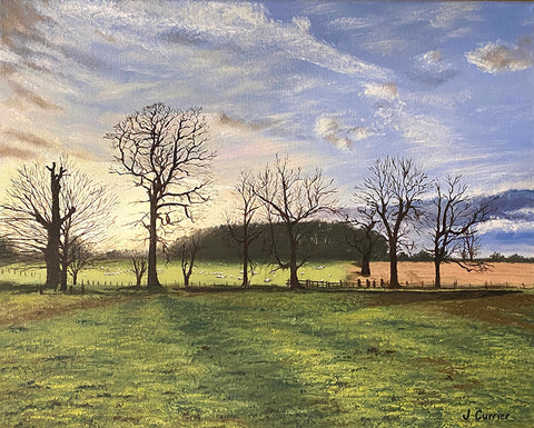 Fields in Winter, Late Afternoon. Oil Painting (JC13)