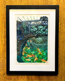 Koi Pond 8/9. Linoprint, Framed (MA59)