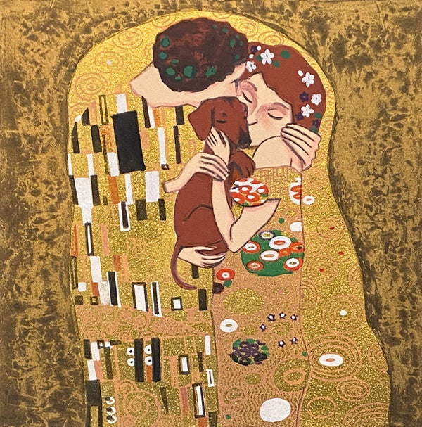 The KISS - Gustav Klimt's Dog 38/100, Screen Print with Gold Leaf (M45)
