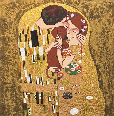 The KISS - Gustav Klimt's Dog 38/100, Screen Print with Gold Leaf (M45)