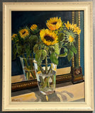 Antique Mirror and  Sunflowers. Acrylic Painting (MP02)