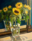 Antique Mirror and  Sunflowers. Acrylic Painting (MP02)