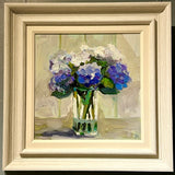 Hydrangeas in a Clear Vase. Acrylic Painting (MP03)