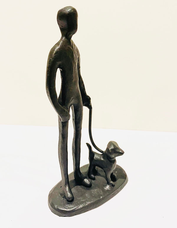 PGS10 Standing with Dog. Steel Welded Art