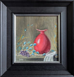 The Red Vase, Oil painting. Framed (MS45)