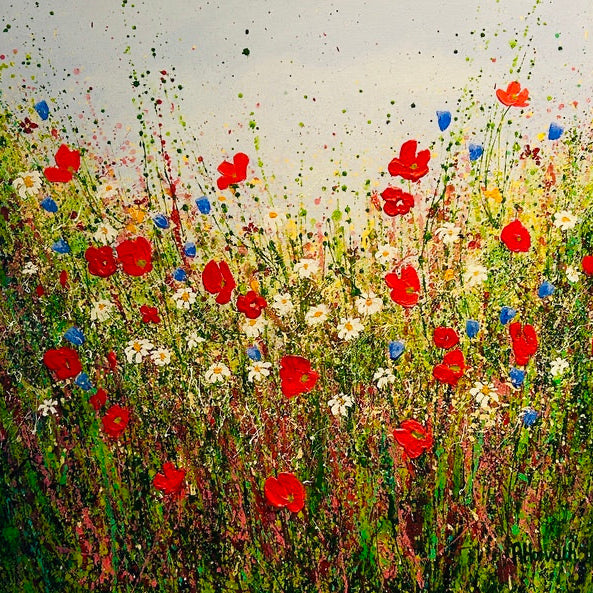 Petal Poppies & Wildflowers. Acrylic painting (AM25)