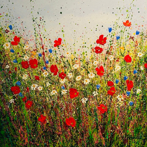 Petal Poppies & Wildflowers. Acrylic painting (AM25)