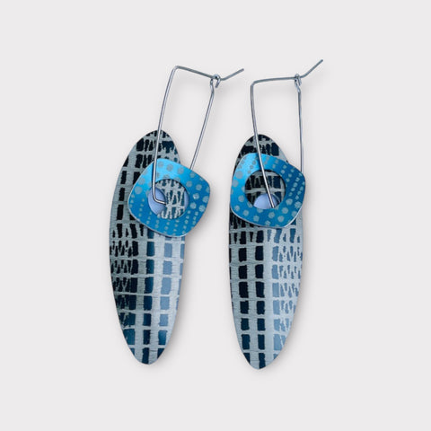 Oval, Charcoal/Turquoise Earrings (MN74)