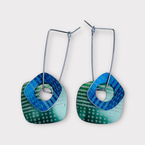 Square, Turquoise/Lime Earrings (MN76)