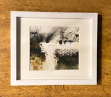 Footprints in the Snow. Watercolour painting. (SH02)