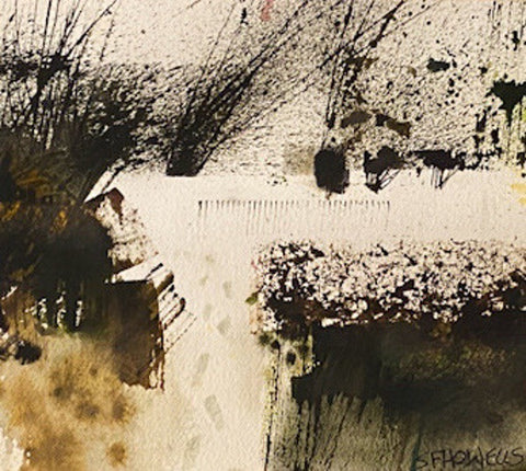 Footprints in the Snow. Watercolour painting. (SH02)