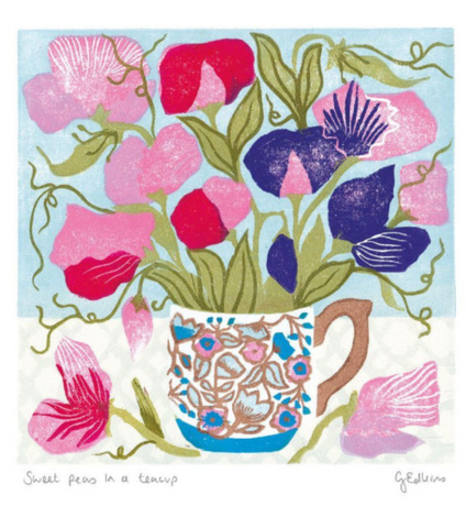 Sweet Peas in a Teacup (Card)