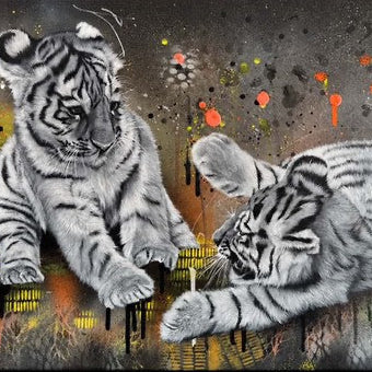 Tiger Cubs "Playful"Acrylic Painting (MJ01)