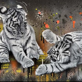 Tiger Cubs "Playful"Acrylic Painting (MJ01)