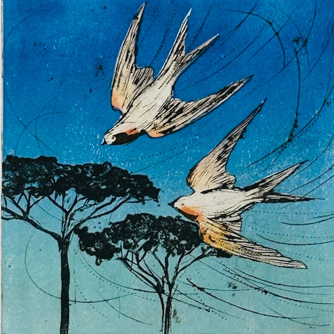 Swallows. Collagraph Print 8/10 (VO09)