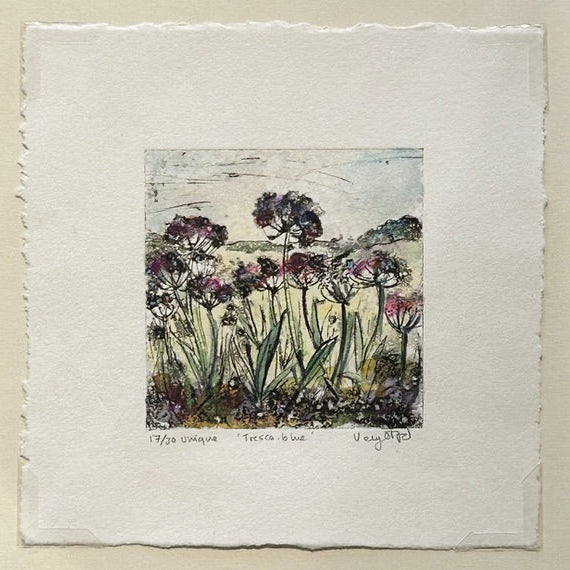 Tresco Blue. Collagraph Print 17/30 (VO11)