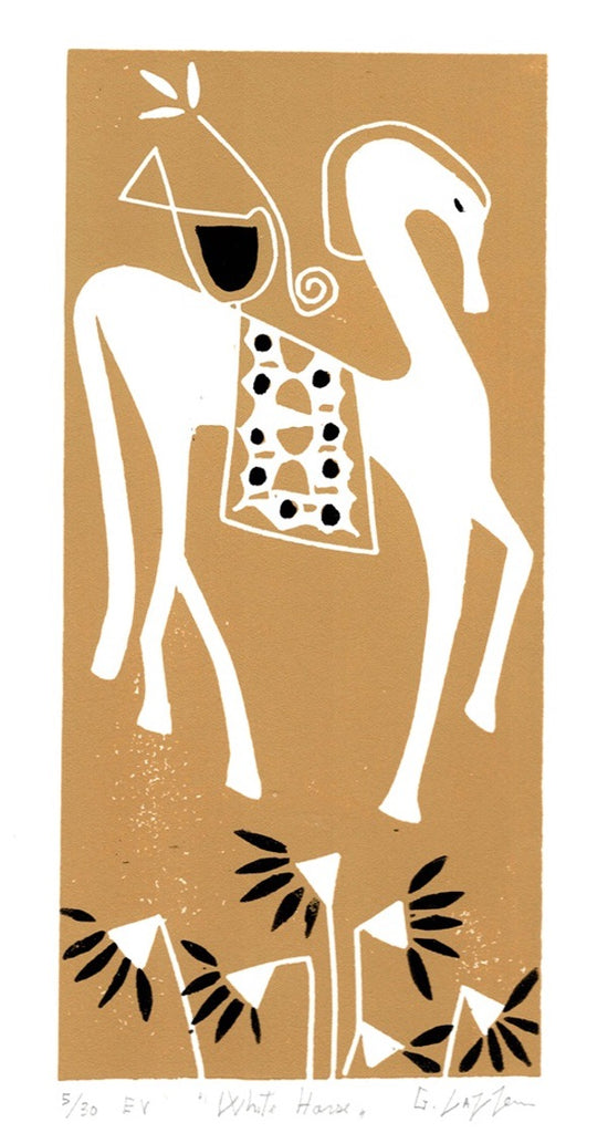 White Horse. Linocut Print 5/30 (GL512)