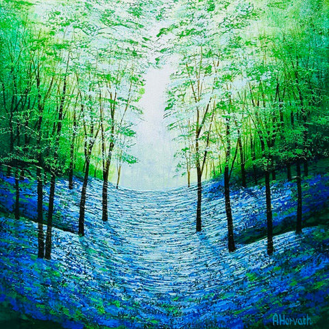 Wild Blue Woods. Acrylic painting (AM28)