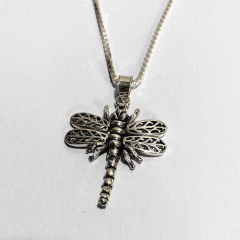 Silver Dragonfly Pendant 1 with chain (PG35)