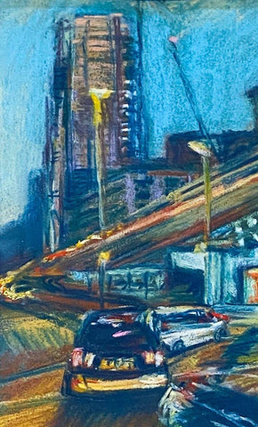 Heading for Suffolk Street. Pastel Painting, Framed (JS19)