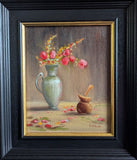 Flowers and Honey, Oil painting. Framed (MS49)