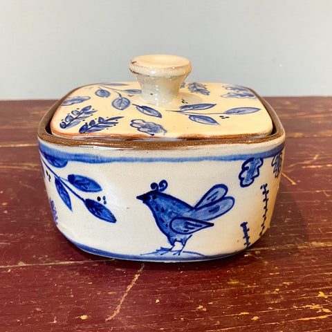 Blue and White Bird Butter Dish (RJ45)