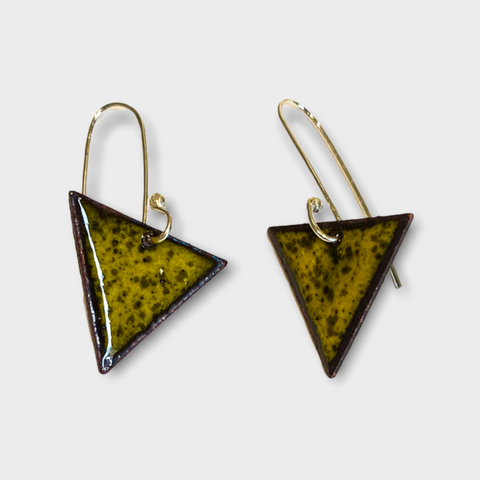 Triangle Enamel Earrings (Olive) JM28