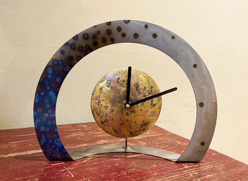 Hoop Clock ( Dotted Blue and Steel ) WH