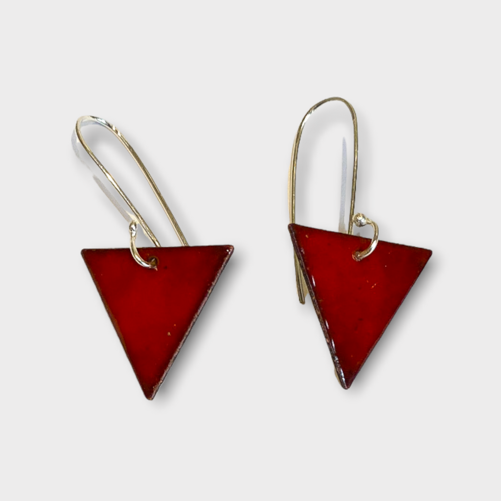 Triangle Enamel Earrings (Deep Red) JM29