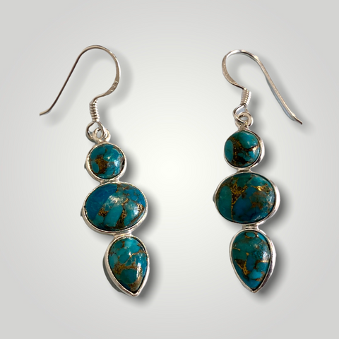 Multi Hoop Turquoise Earrings, (KM54)