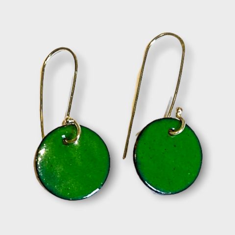 Round Enamel Earrings (Green) JM34