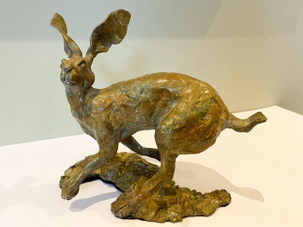 Solo Hare II. Solid Bronze Sculpture (LF08)