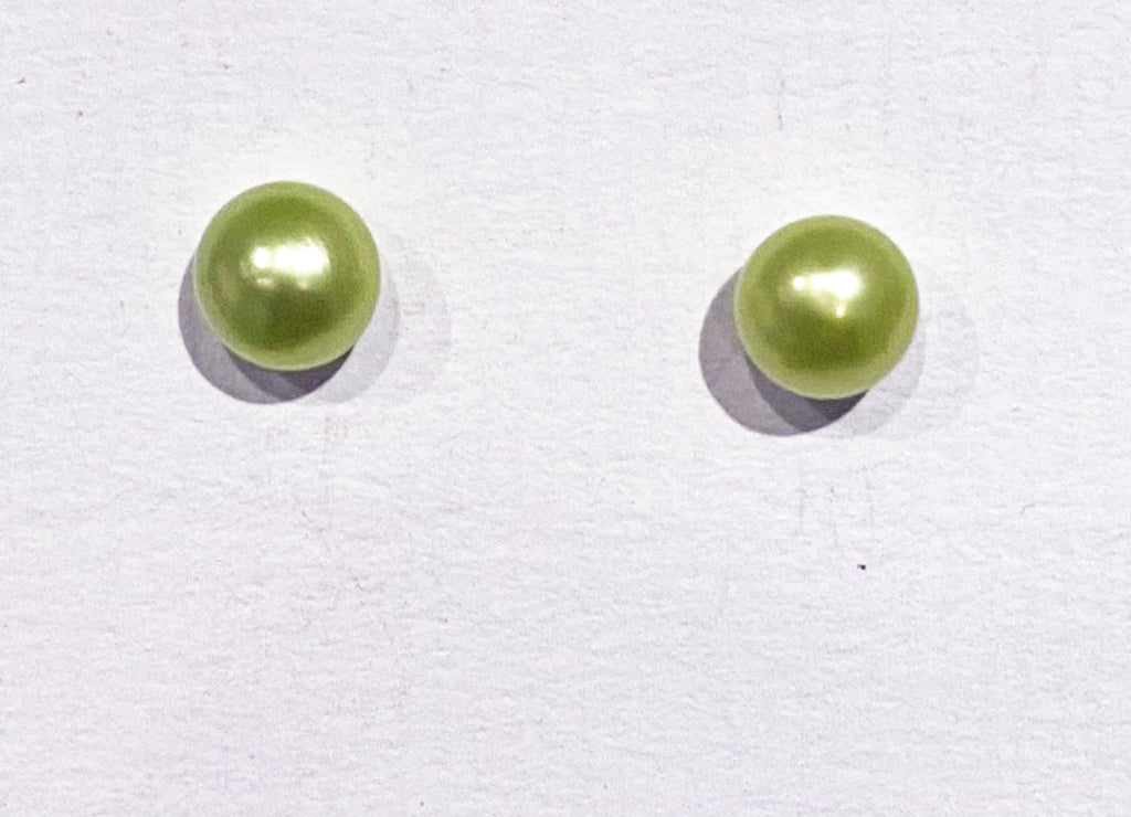 7mm Pearl Earrings (Lime Green) (PO03)
