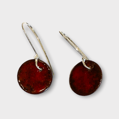 Round Enamel Earrings (Deep Red) JM35