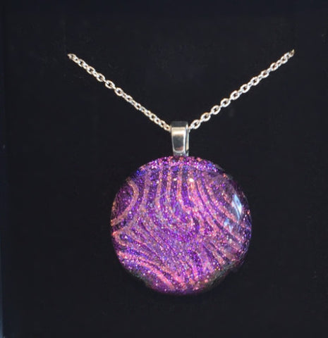 Pink Stripes on Purple Pendant (small)