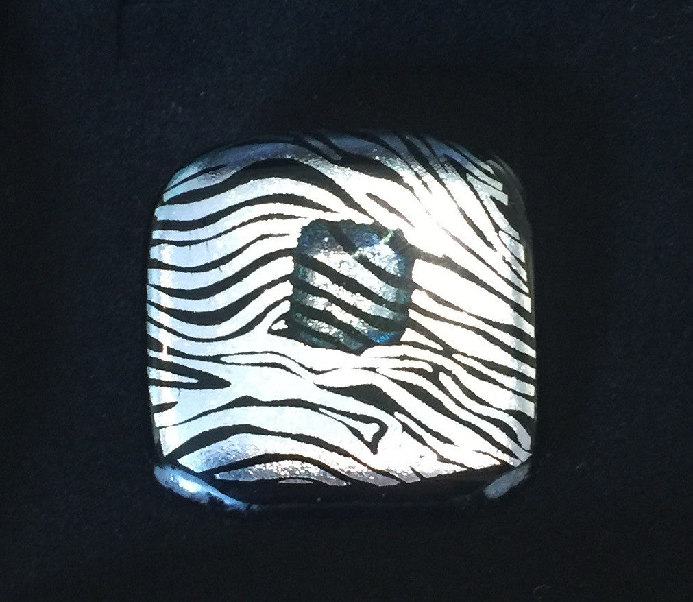 Zebra Striped Glass Brooch