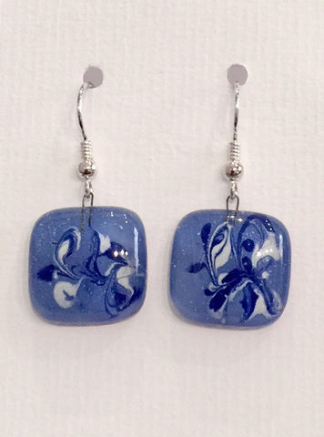 Painted Earrings (Light Blue & White)