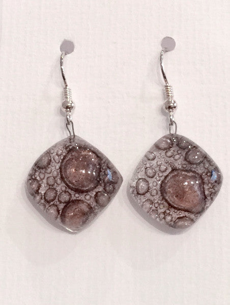 Bubble Round Earrings (Brown)