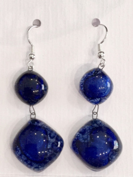Bubble Double Drop Earrings (Dark Blue)
