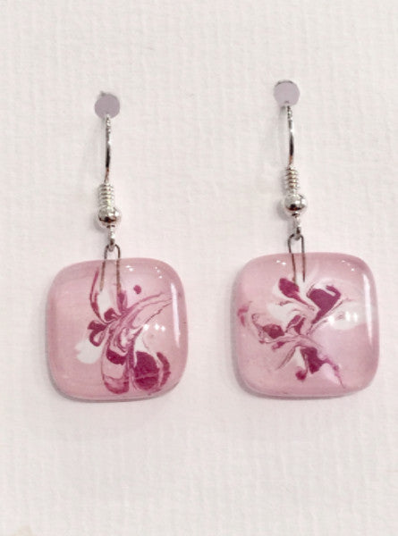 Painted Earrings (Pink and White)