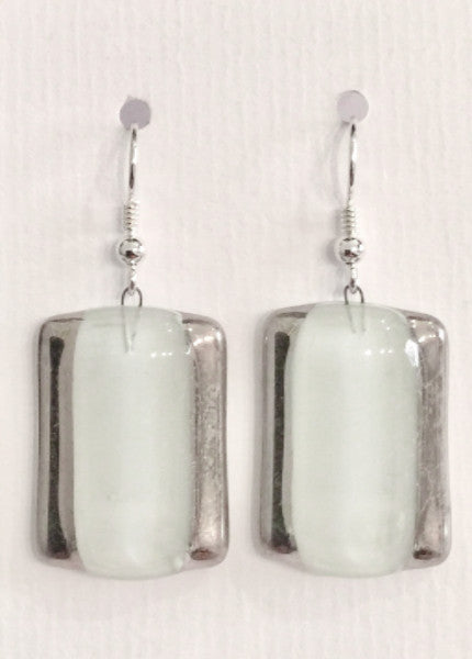 White Rectangle Earrings