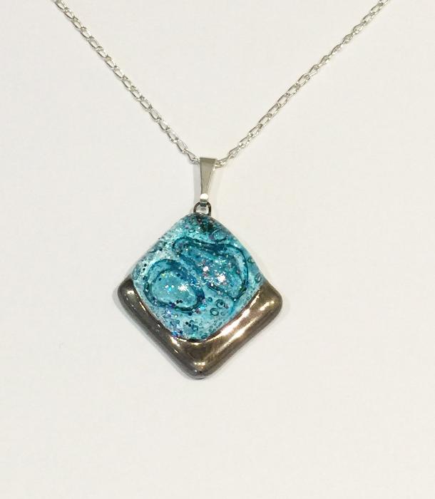 Turquoise Frosted Square Pendant