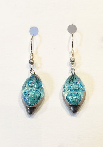Bubble Diamond Crackle Earrings 1 (Turquoise)
