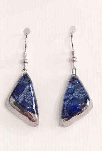 Bubble Triangle Earrings (Dark Blue)