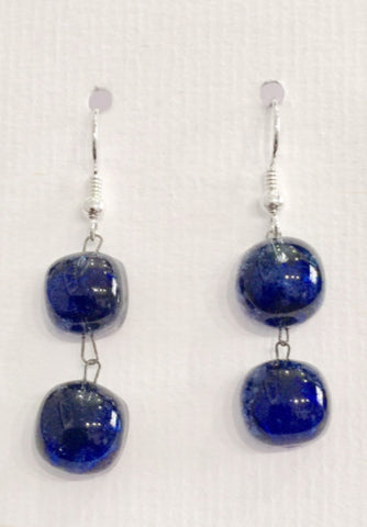 Bubble Double Drop Earrings 2 (Dark Blue)