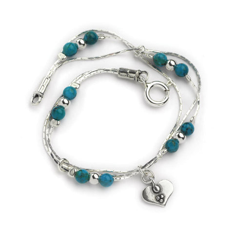 Silver Bracelet with Turquoise Beads