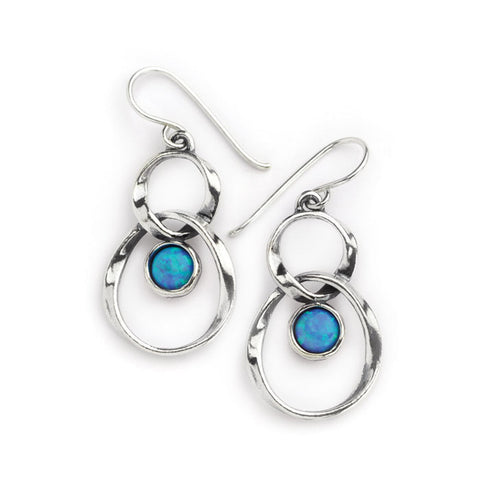 Double Circle Opal Earrings